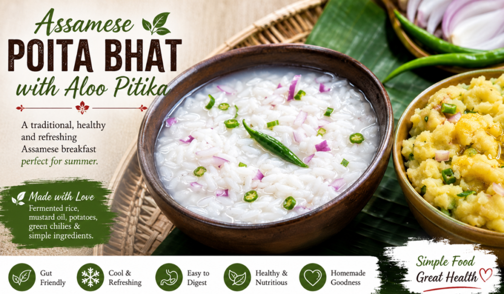 Assamese Poita Bhat with Aloo Pitika